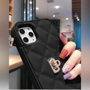 Elegant Black Quilted Phone Case